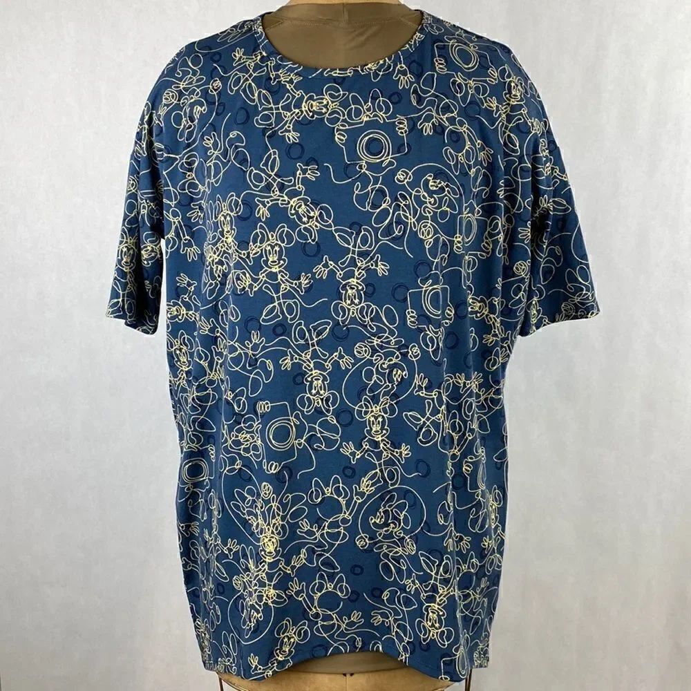 LuLaRoe Minnie Mouse Irma Top Shirt Tunic Disney Camera Blue Small